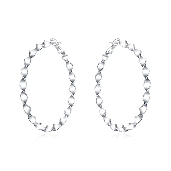 NewStyle 925 Sterling Silver Earrings Twisted Line - Picture 2 of 6